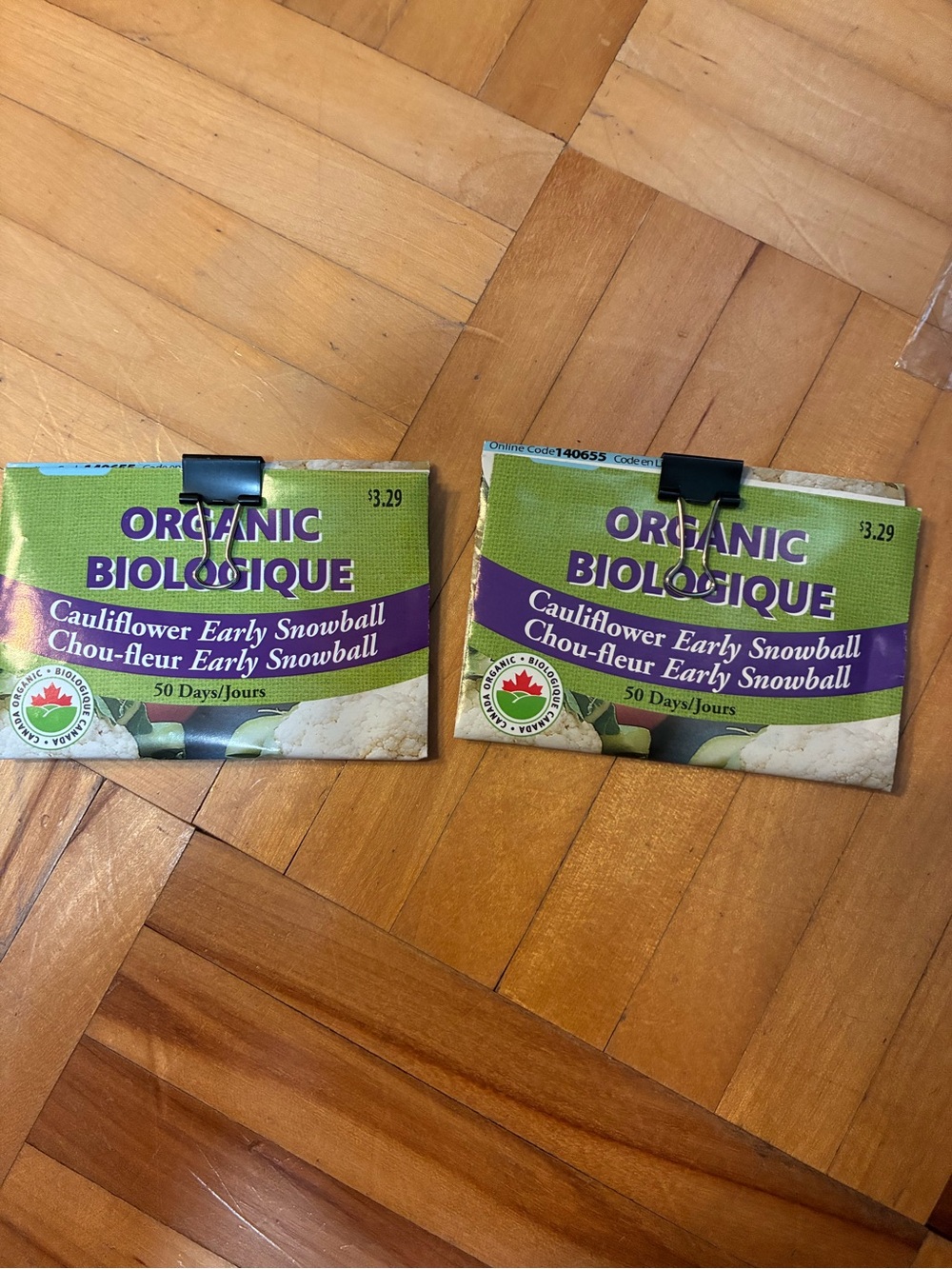 Organic Cauliflower 'Early Snowball' Seed Packets & Sage